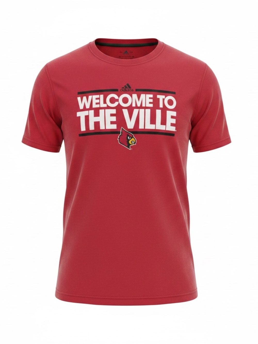 adidas Louisville Car Men's Red 'Welcome to The Ville' Graphic Short Sleeve Tee